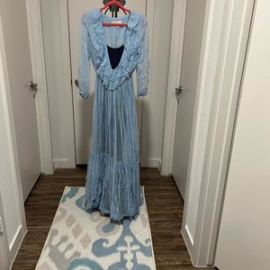 Anthropology Baby blue and navy dress size small